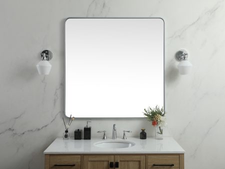 Soft Corner Metal Square Mirror 42X42 Inch In Silver For Cheap