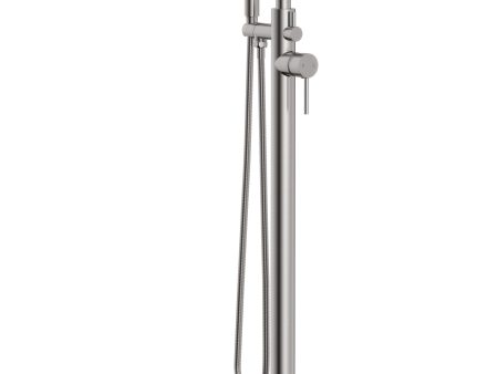 Steven Floor Mounted Roman Tub Faucet With Handshower In Brushed Nickel on Sale