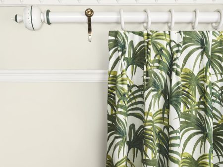 PALMERAL Cotton Linen Curtain - Off White & Green Discount