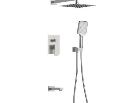 Petar Complete Shower And Tub Faucet With Rough-In Valve In Brushed Nickel Hot on Sale