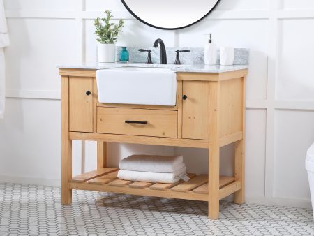 42 Inch Single Bathroom Vanity In Natural Wood With Backsplash Online