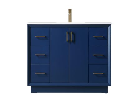 42 Inch Single Bathroom Vanity In Blue Supply