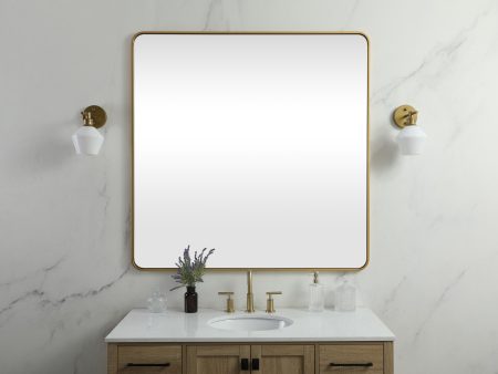 Soft Corner Metal Square Mirror 42X42 Inch In Brass on Sale