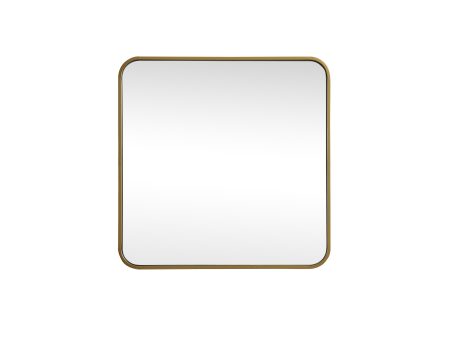 Soft Corner Metal Square Mirror 24X24 Inch In Brass Online