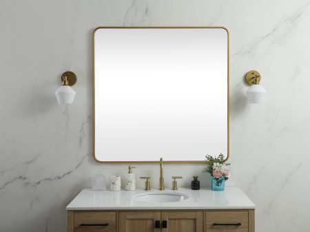 Soft Corner Metal Square Mirror 48X48 Inch In Brass Sale