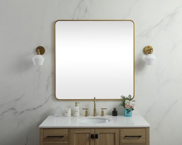 Soft Corner Metal Square Mirror 48X48 Inch In Brass Sale