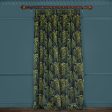 PALMERAL Velvet Curtain - Midnight & Green Online Hot Sale