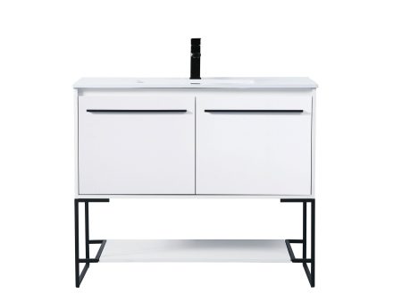 40 Inch Single Bathroom Vanity In White Discount