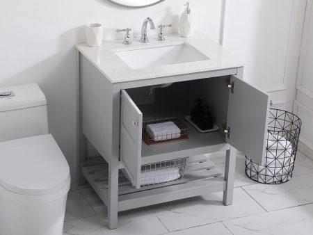 30 Inch Single Bathroom Vanity In Gray For Discount