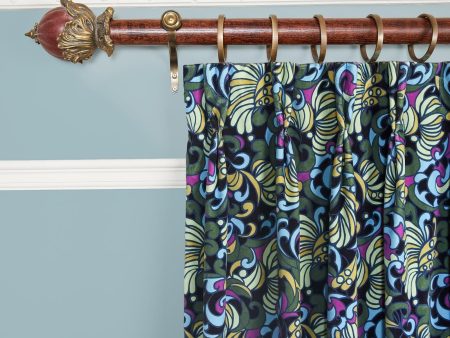 ZENNOR Velvet Curtain - Ocean Discount