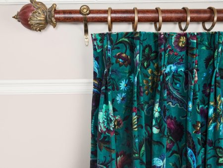 FLORIKA Velvet Curtain - Petrol For Discount