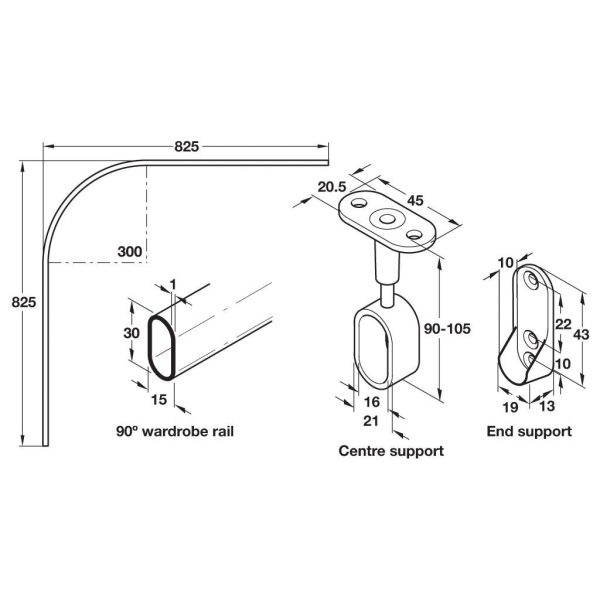 Wardrobe Rail Corner Set Online now