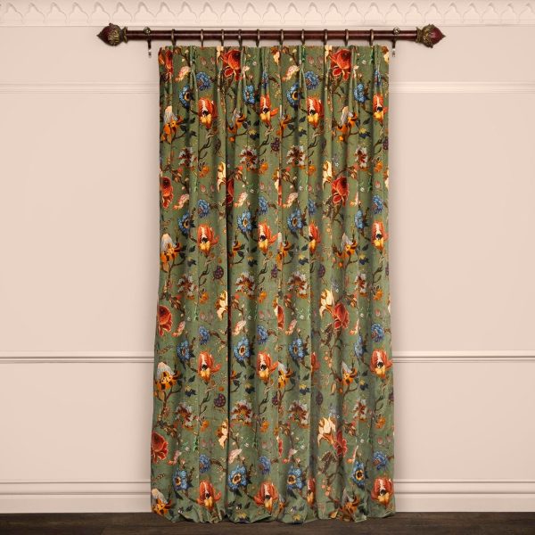 ARTEMIS Velvet Curtain - Moss Green For Sale