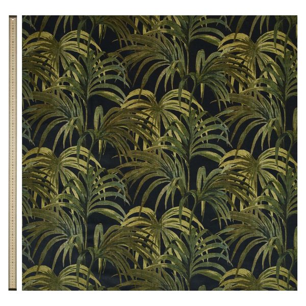 PALMERAL Velvet Curtain - Midnight & Green Online Hot Sale