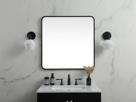 Soft Corner Metal Square Mirror 30X30 Inch In Black Cheap