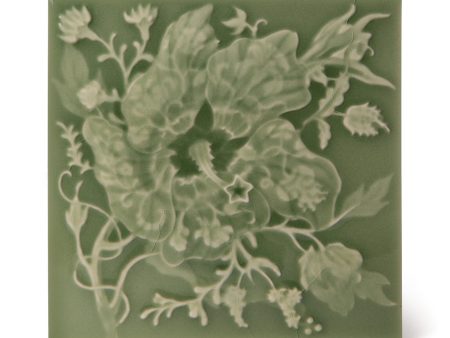 ARTEMIS HIBISCUS Relief Tiles Sample - Sage Cheap