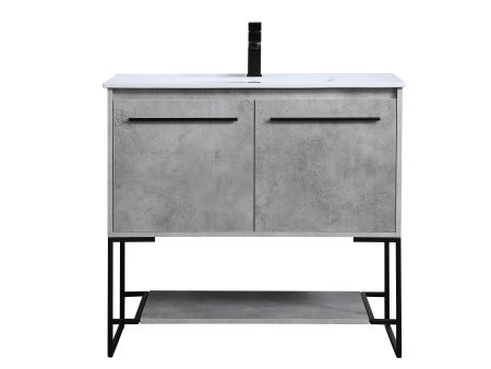 36 Inch Single Bathroom Vanity In Concrete Grey Supply