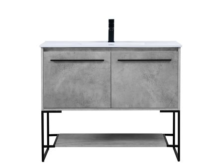 40 Inch Single Bathroom Vanity In Concrete Grey Discount