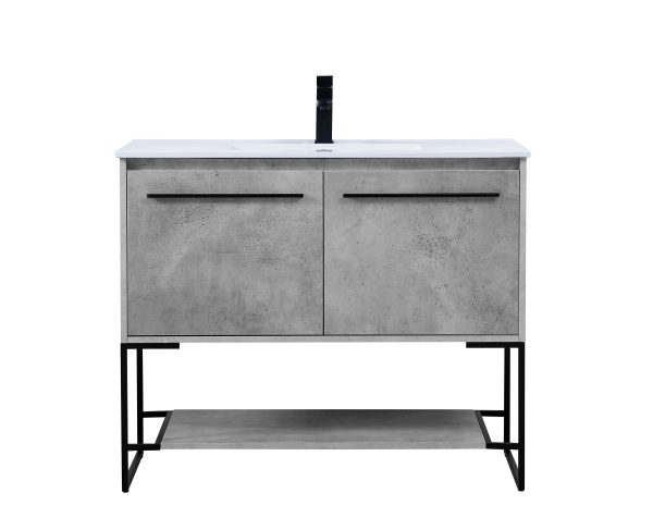 40 Inch Single Bathroom Vanity In Concrete Grey Discount