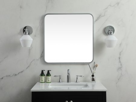 Soft Corner Metal Square Mirror 24X24 Inch In Silver Discount