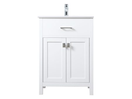 24 Inch Single Bathroom Vanity In White For Discount