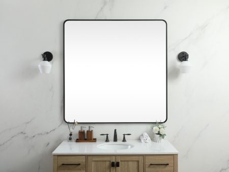 Soft Corner Metal Square Mirror 48X48 Inch In Black Sale