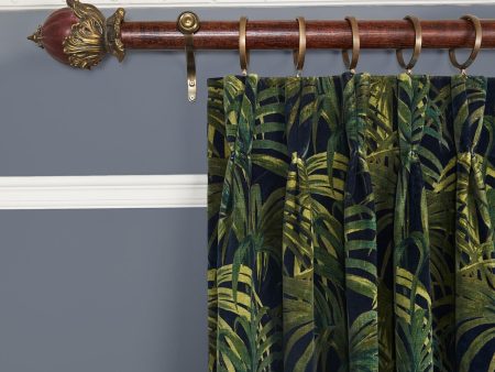 PALMERAL Velvet Curtain - Midnight & Green Online Hot Sale