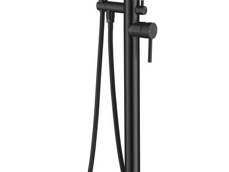 Steven Floor Mounted Roman Tub Faucet With Handshower In Matte Black Cheap