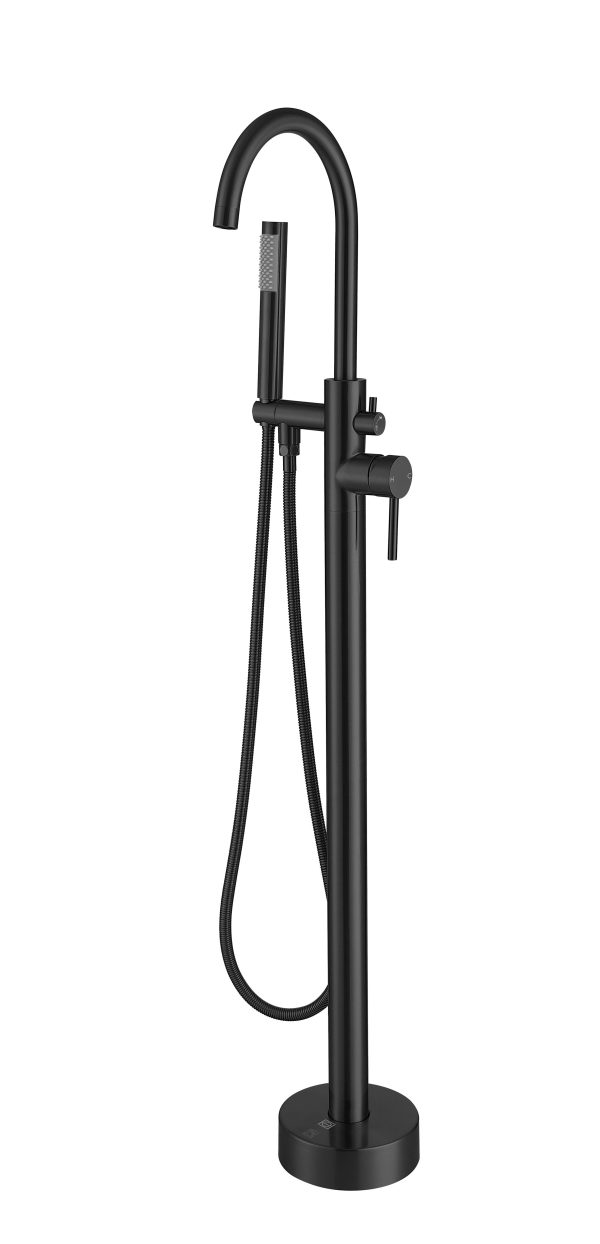 Steven Floor Mounted Roman Tub Faucet With Handshower In Matte Black Cheap