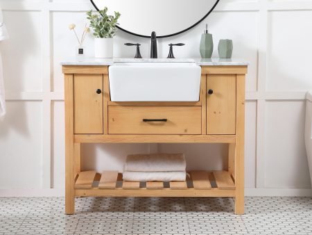 42 Inch Single Bathroom Vanity In Natural Wood Fashion