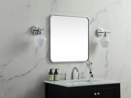 Soft Corner Metal Square Mirror 24X24 Inch In Silver Discount