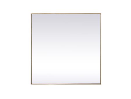 Metal Frame Square Mirror 42 Inch In Brass Online Sale