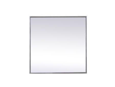 Metal Frame Square Mirror 24 Inch In Silver Hot on Sale