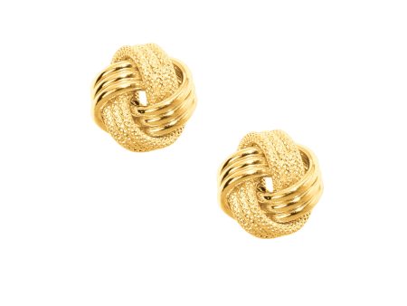 10K Gold Textured Love Knot Stud Earring Discount