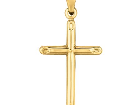 14K Yellow Gold Tapered Edge Cross For Cheap