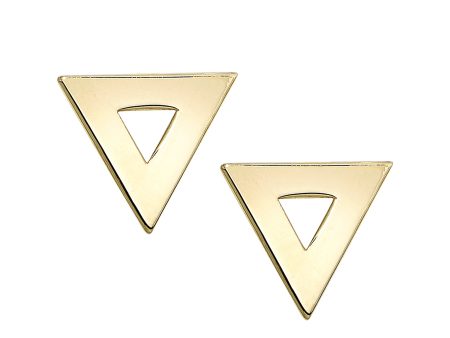 14K Gold Polished Open Triangle Stud Earring Discount