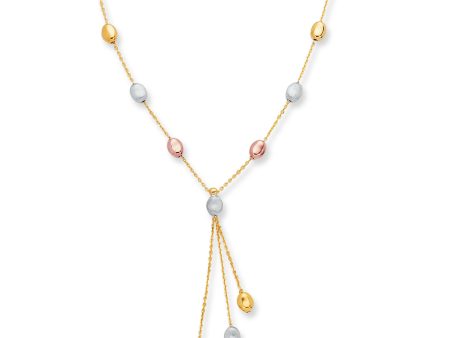 14K Tri-color Gold Polished & Satin Alternating Pebble Anklet Hot on Sale