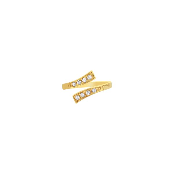 14K Gold Bypass CZ Toe Ring Discount