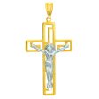 14K Gold Open Back Crucifix Cross Cheap