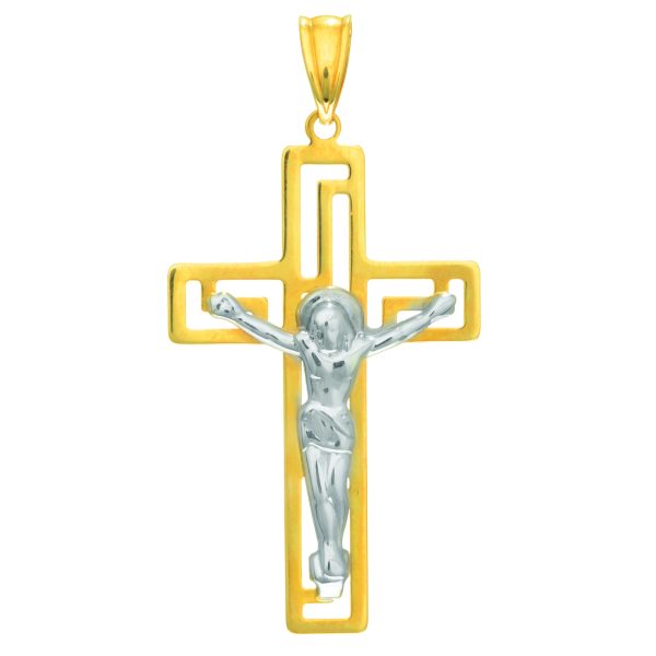 14K Gold Open Back Crucifix Cross Cheap