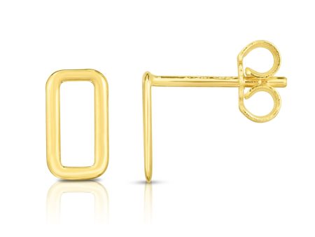 14K Gold Open Rectangle Stud Earring on Sale