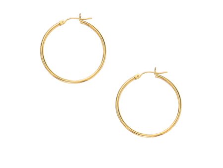 10K Gold 2x30mm Hoop Earring For Discount