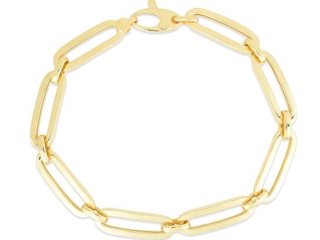 14K Gold 7mm Bombay Paperclip Bracelet Discount