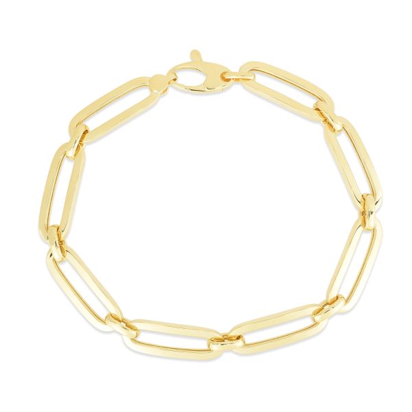 14K Gold 7mm Bombay Paperclip Bracelet Discount