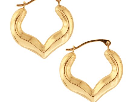 10K Gold Half Heart Hoop Earring For Sale