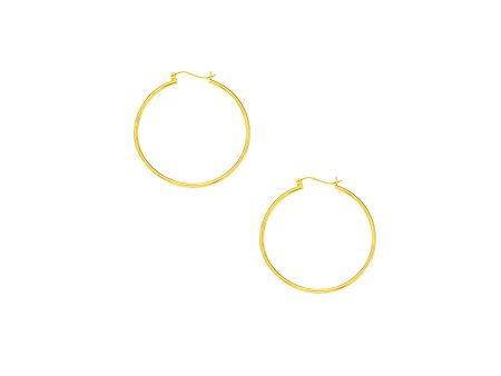 10K Gold 1.5x40mm Hoop Earring Fashion