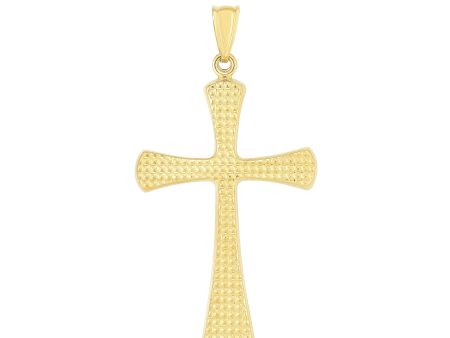 14K Gold Large Diamond Cut Cross Online