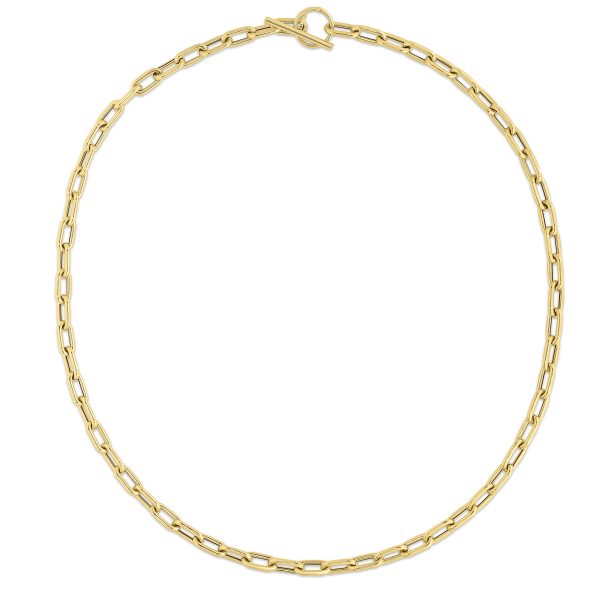 14K Gold Paperclip Toggle Link Bracelet For Sale