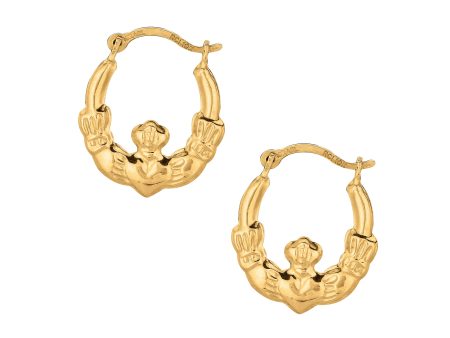 10K Gold Claddagh Hoop Earring Fashion