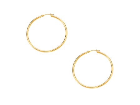 10K Gold 2x40mm Hoop Earring Online Hot Sale